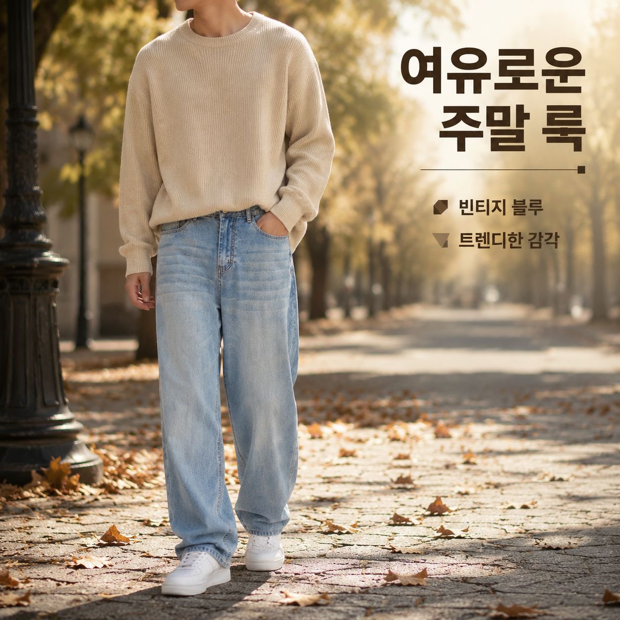 남성용 스트레이트 레그 진