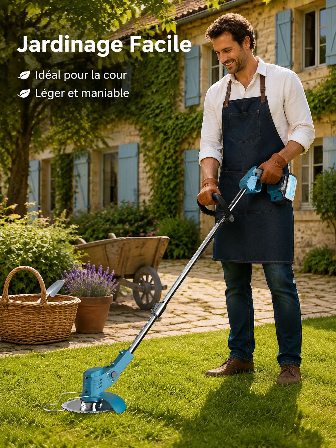 Tondeuse à gazon sans fil portable pour usage domestique