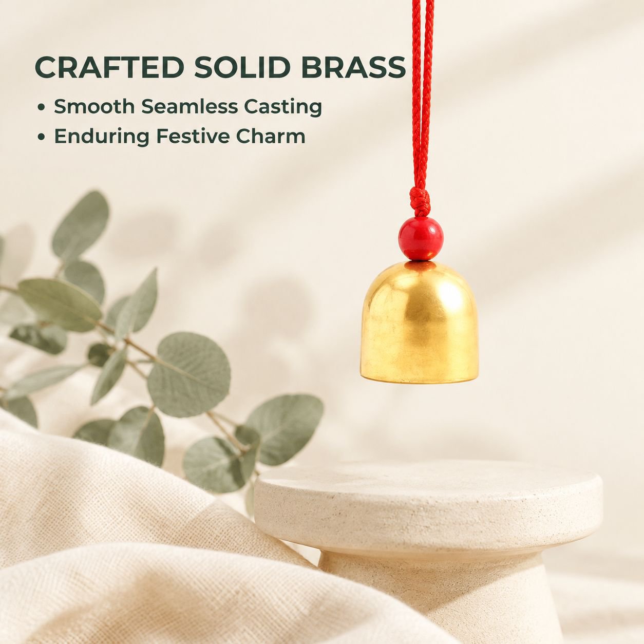Brass Bell Wind Chime Alloy Bell with Clapper Red Cord Christmas Charm