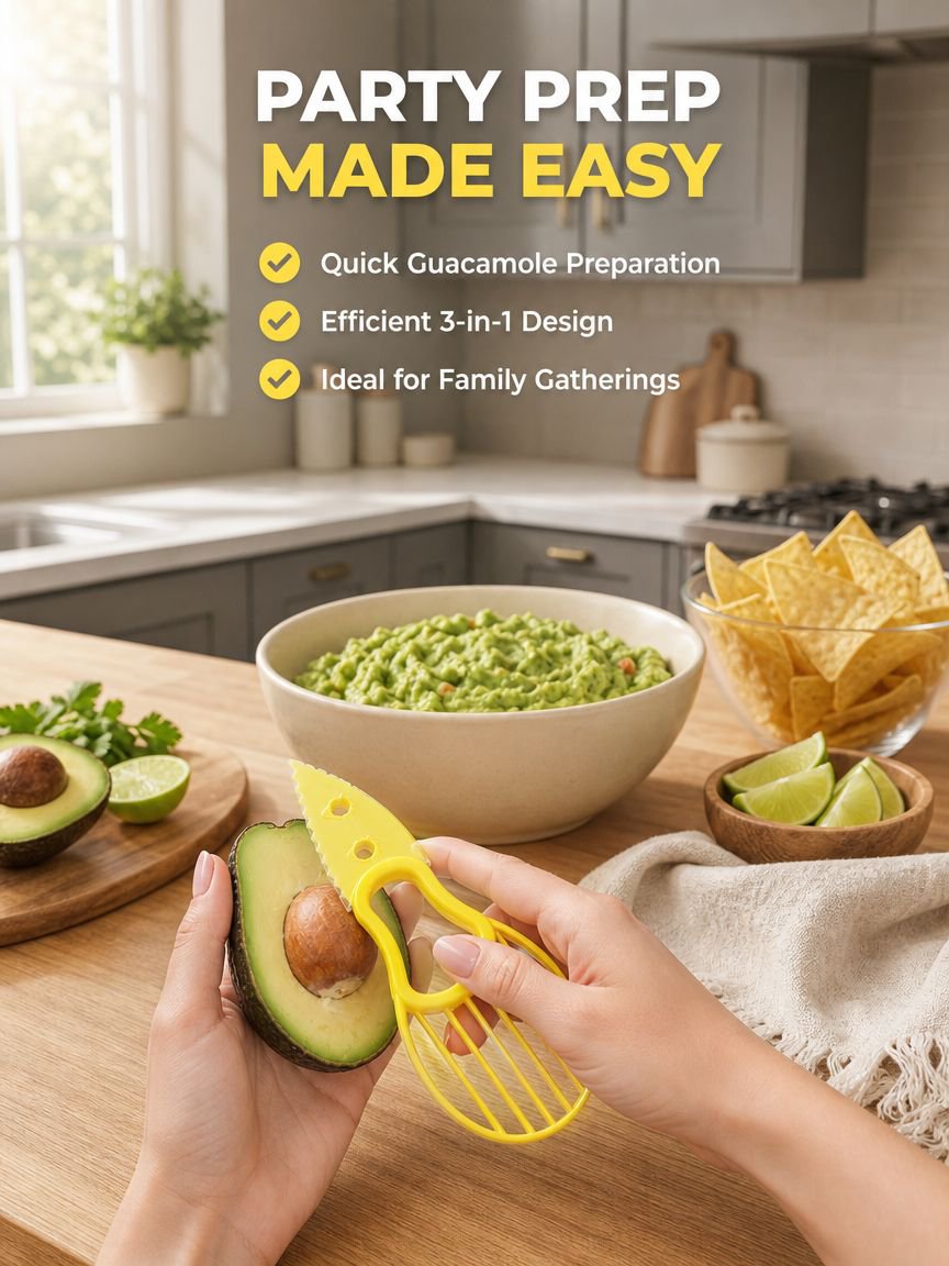 Multifunctional Avocado Cutter Tool slicing an avocado