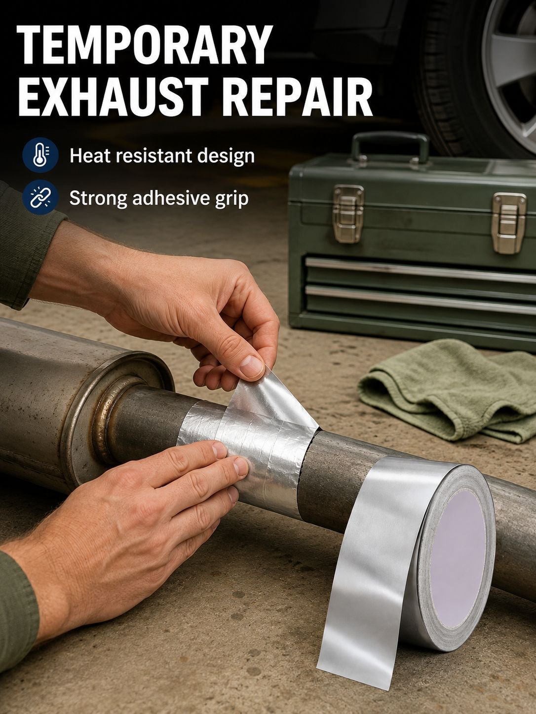 Roll of conductive aluminum foil tape for DIY repairs