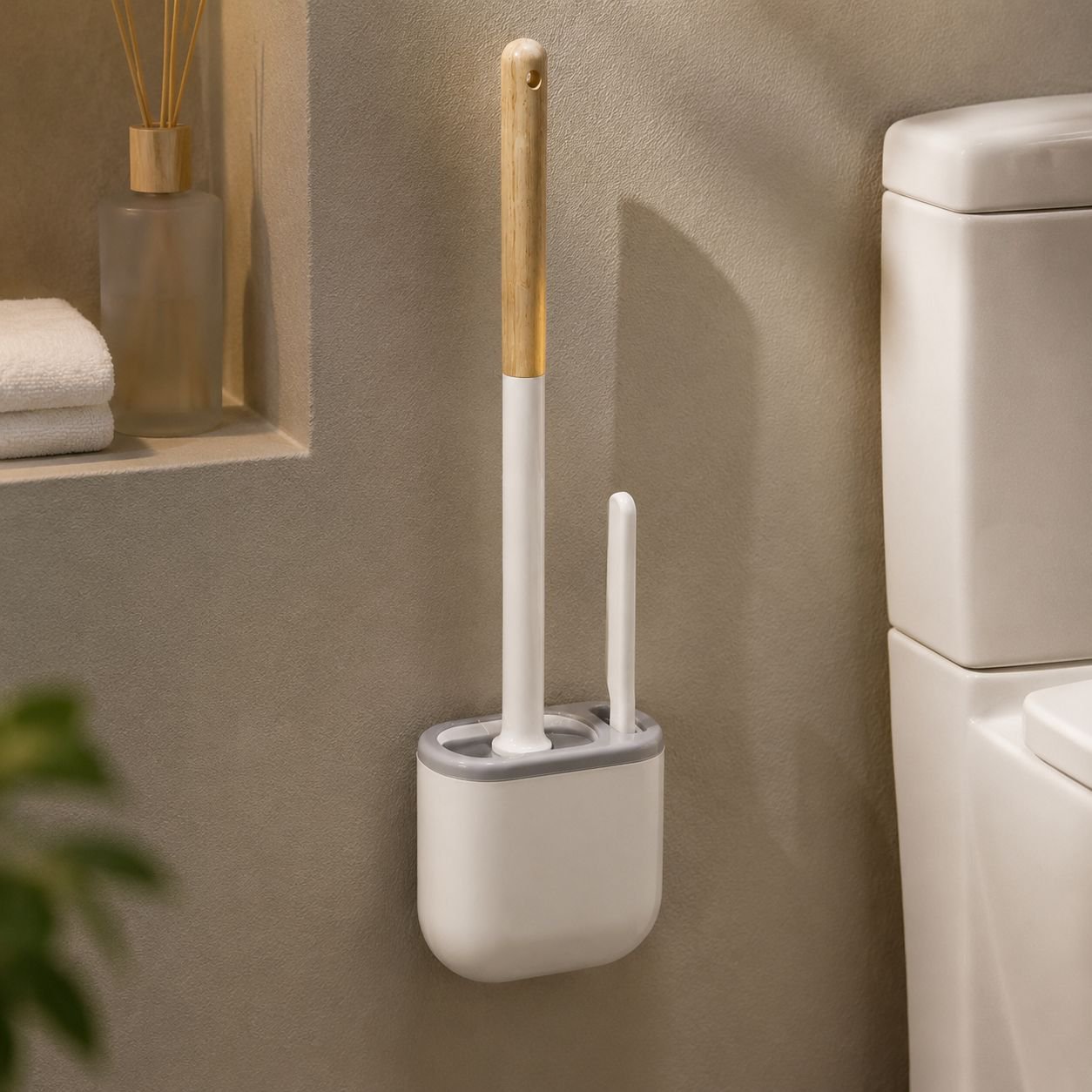 Detachable toilet brush holder for easy cleaning