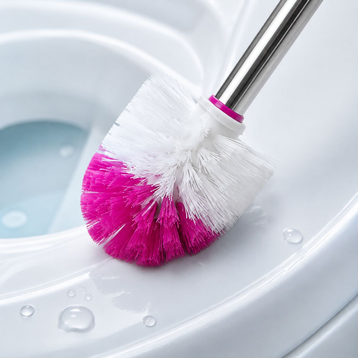 Ergonomic stainless steel handle for toilet brush