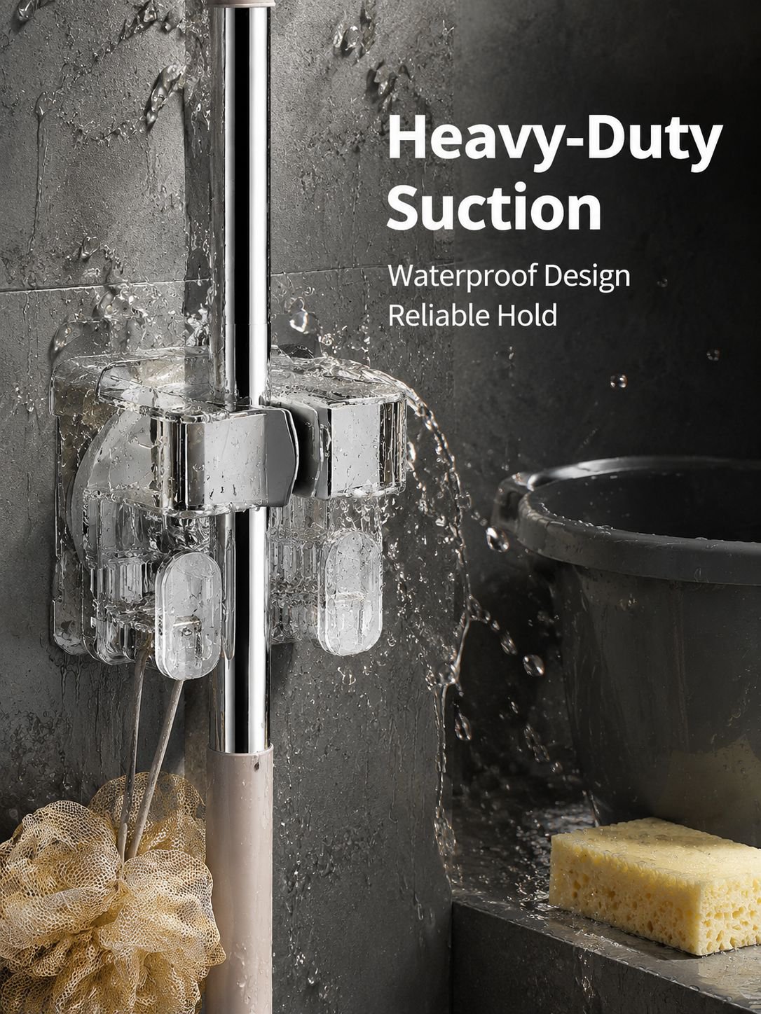 No-Drill Suction Multi-Functional Mop Hook