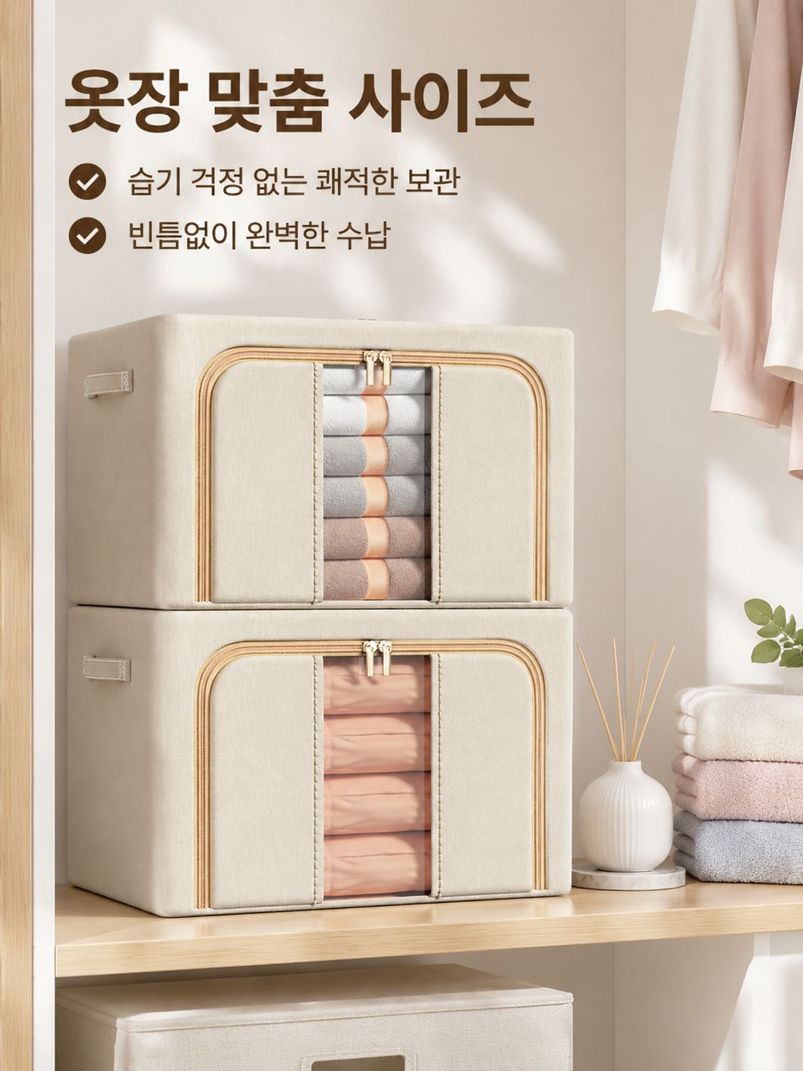 이불을 깔끔하게 정리할 수 있는 대용량 수납박스