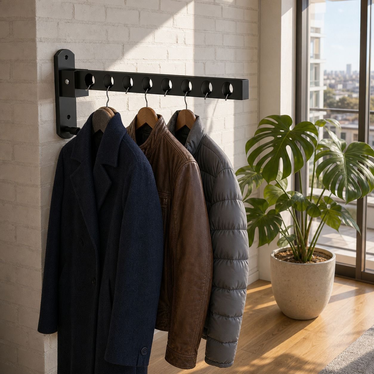 Foldable No-Installation Invisible Clothes Hanger for Balcony/Window