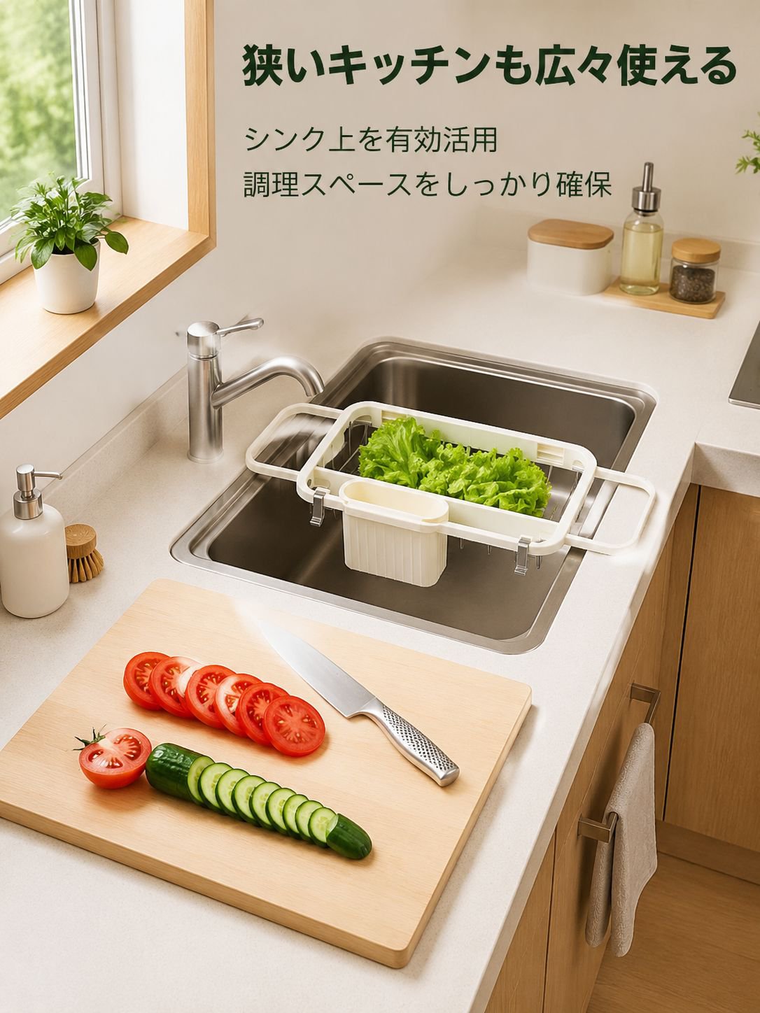 水切りラックと仕切り付き収納