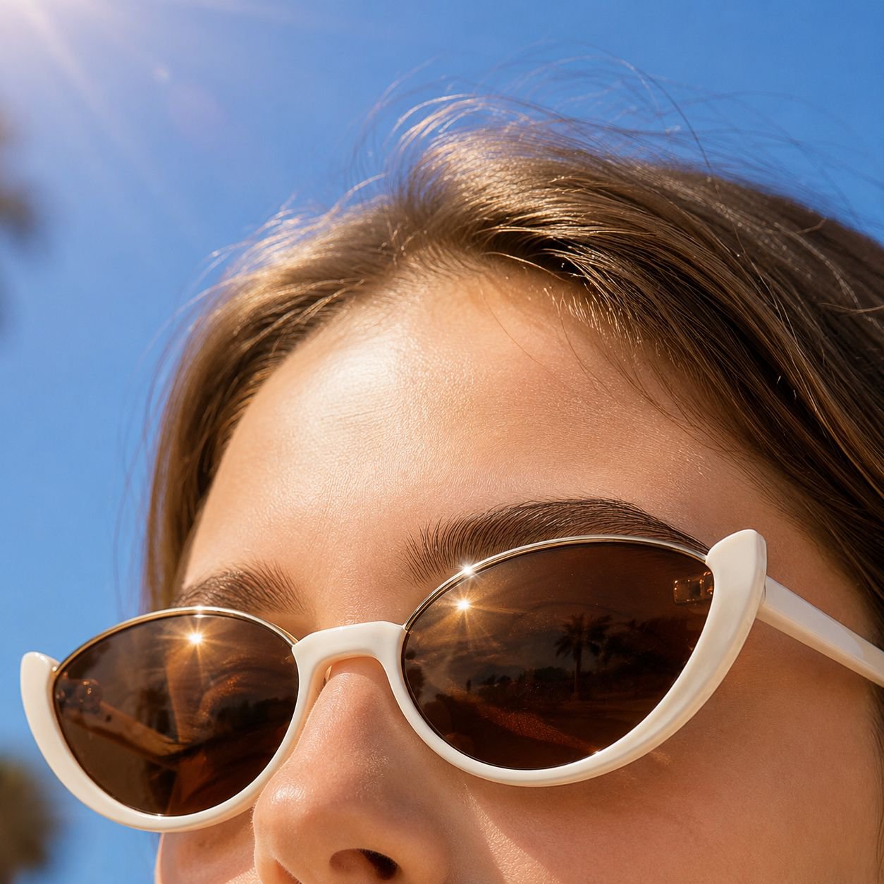 Gafas de sol cat eye de media montura para mujer, estilo retro de calle, moda europea y americana