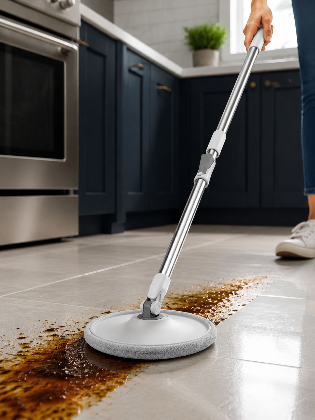 Hands-free mop and bucket system for home cleaning