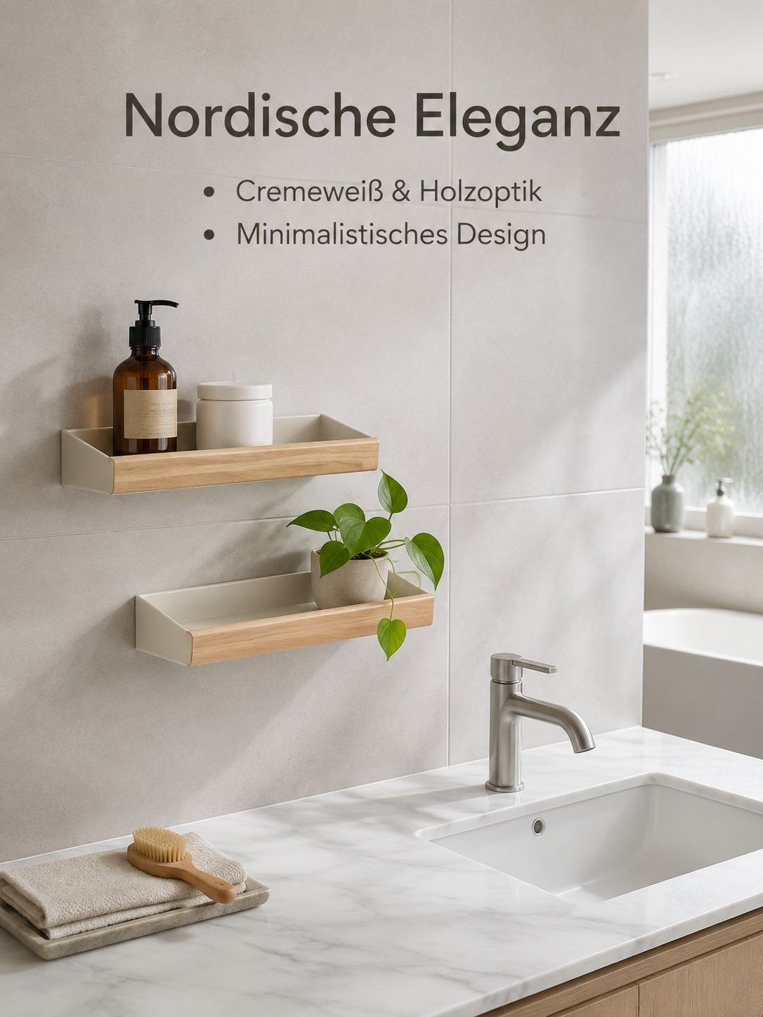 Wandmontiertes Aufbewahrungsregal ohne Bohren im Badezimmer