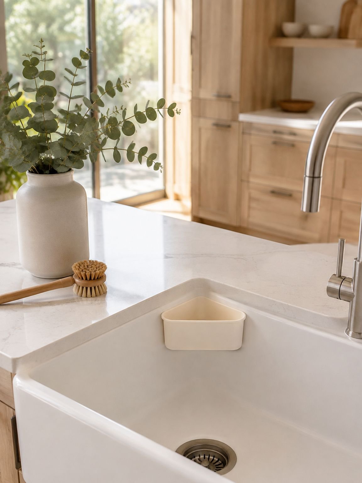 Hanging sink strainer basket for convenient kitchen cleanup