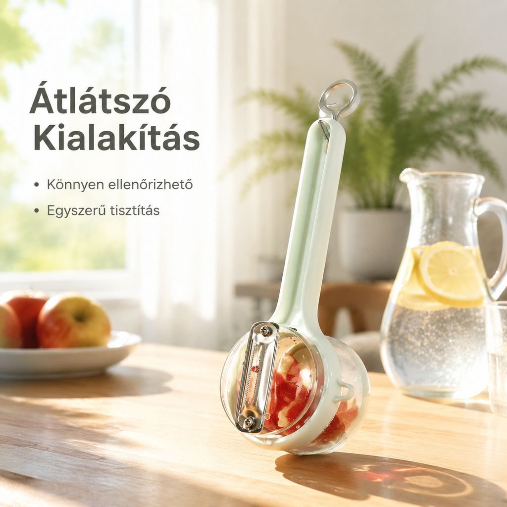 Multifunkciós gyümölcshámozó tárolóval