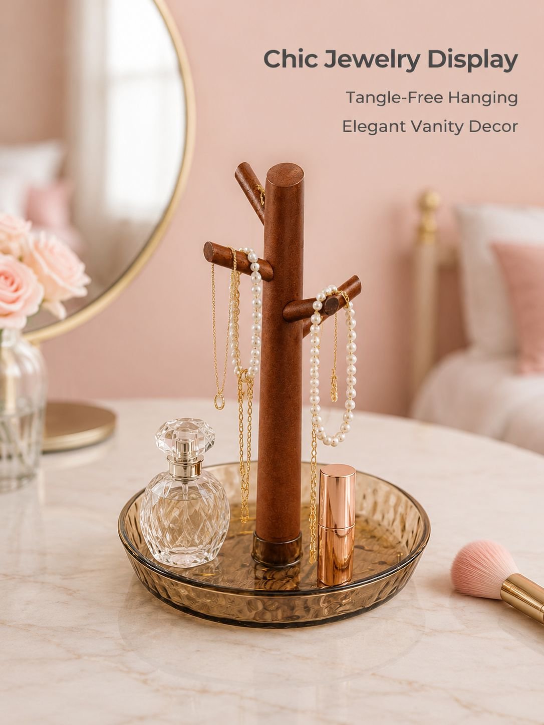 Solid Wood Entrance Porch Key Holder Office Desk Jewelry Storage Organizer
