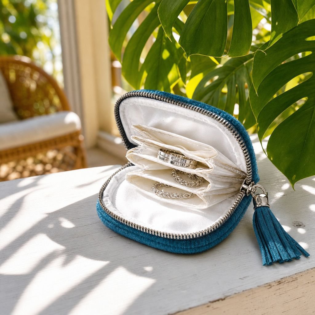 Portable jewelry case for earrings and bracelets