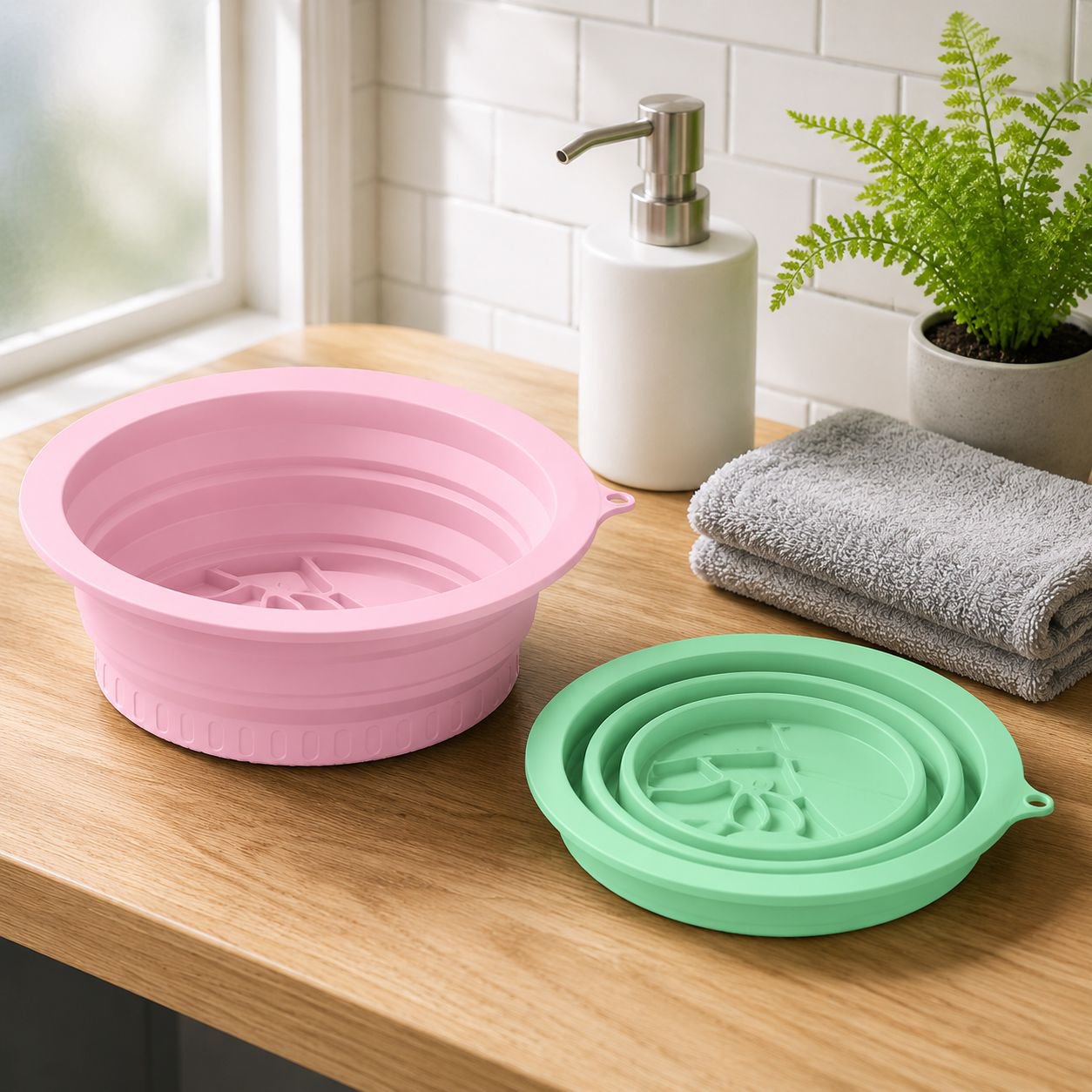 Portable Folding Silicone Washbasin for Outdoor and Home Use