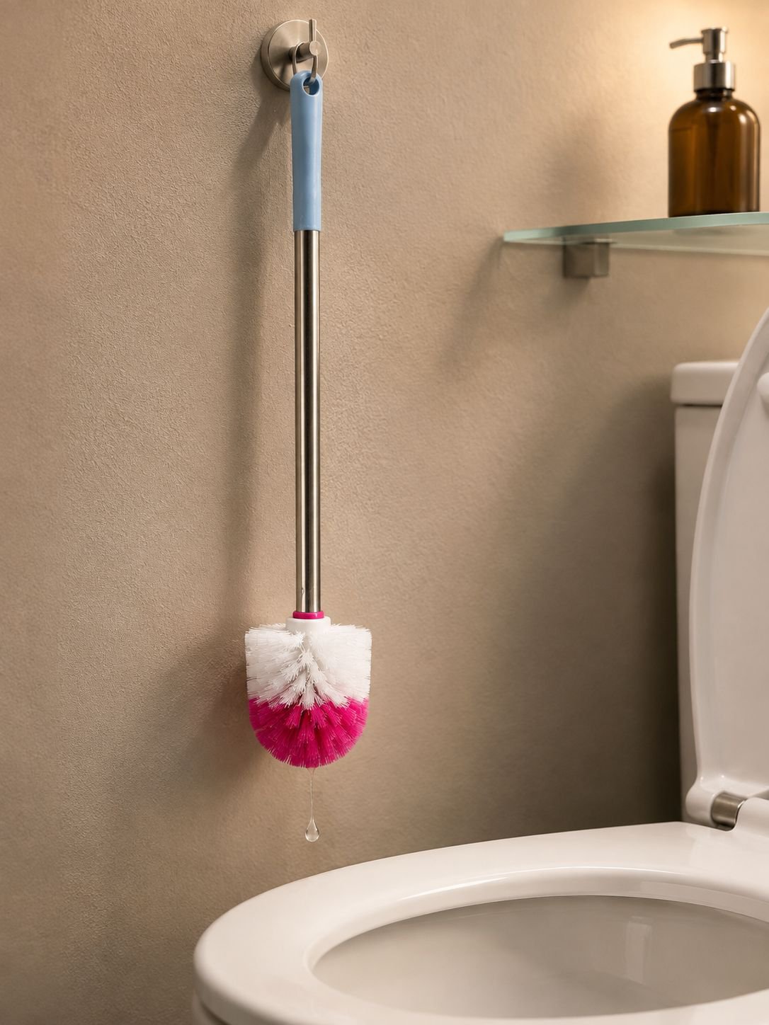 Hygienic toilet brush with splash guard