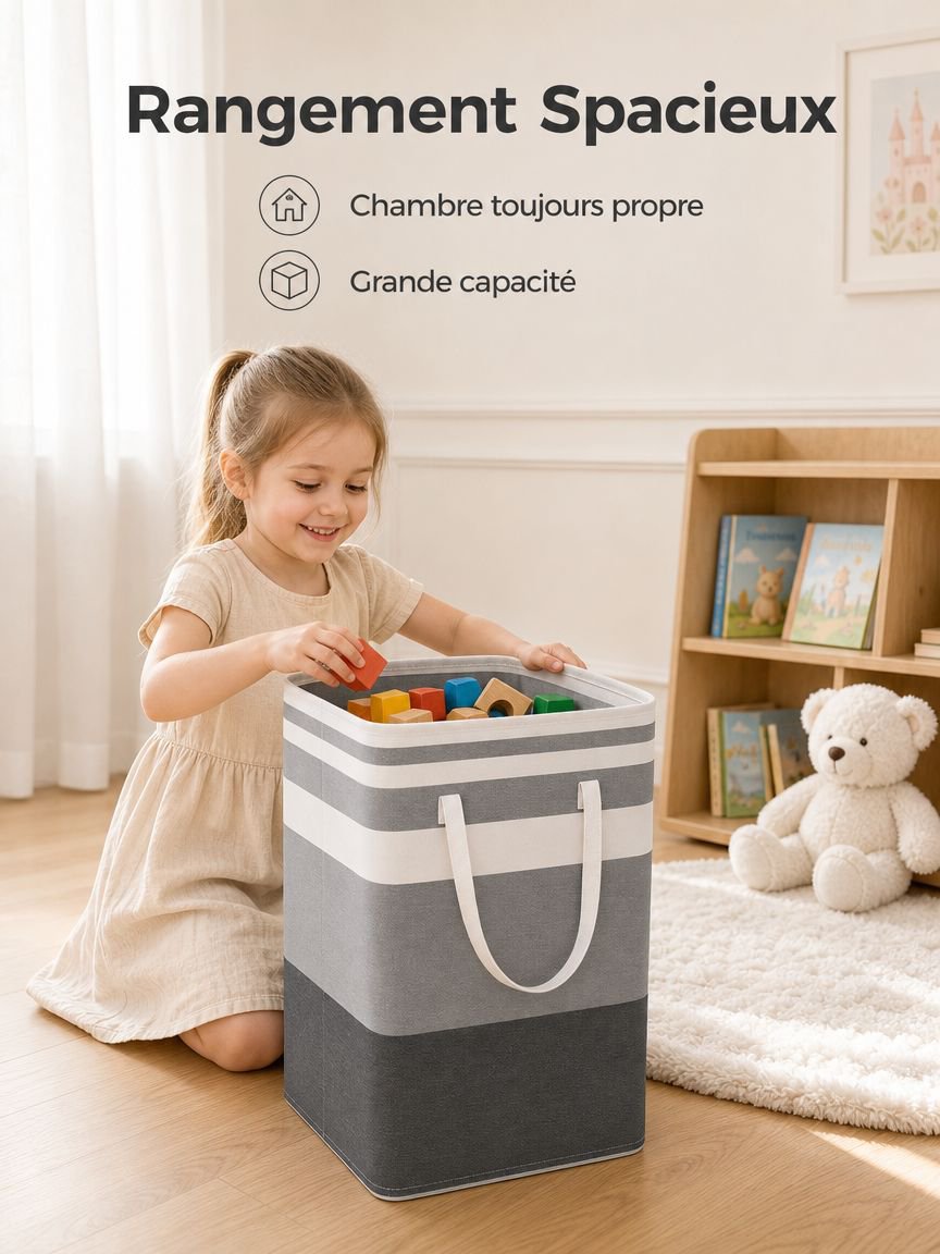 Seau de rangement pour jouets avec couvercle panier d’organisation