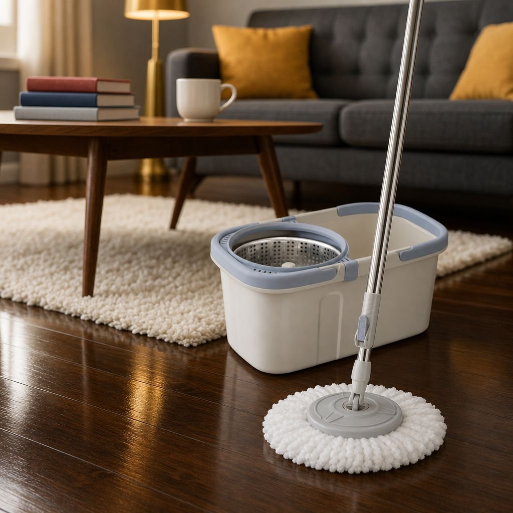 Adjustable stainless steel mop handle for comfortable cleaning