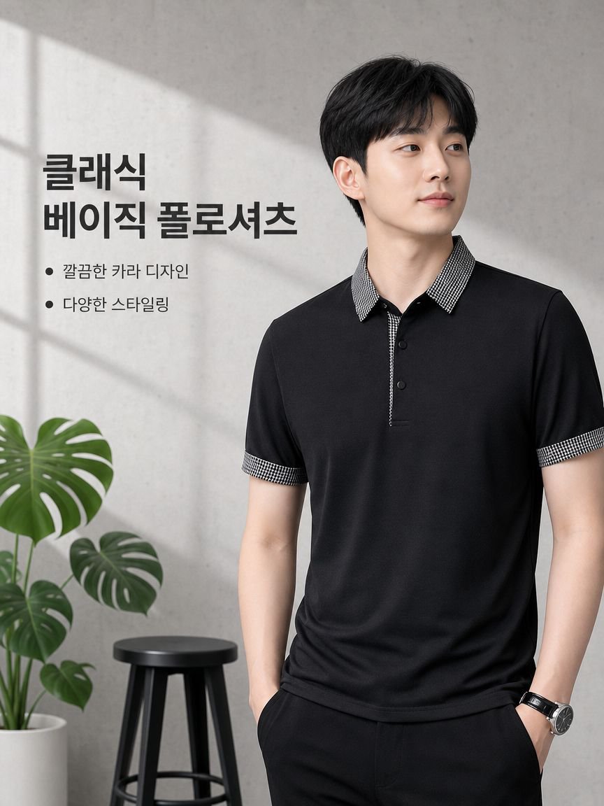 얇은 남성 칼라 반팔 티셔츠 여름 이너 남자 상의