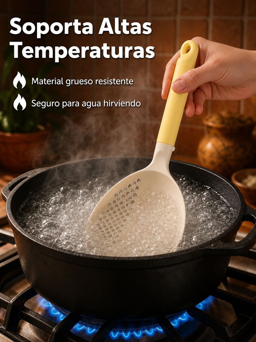 Cucharón de cocina resistente al calor con función de colador para uso doméstico