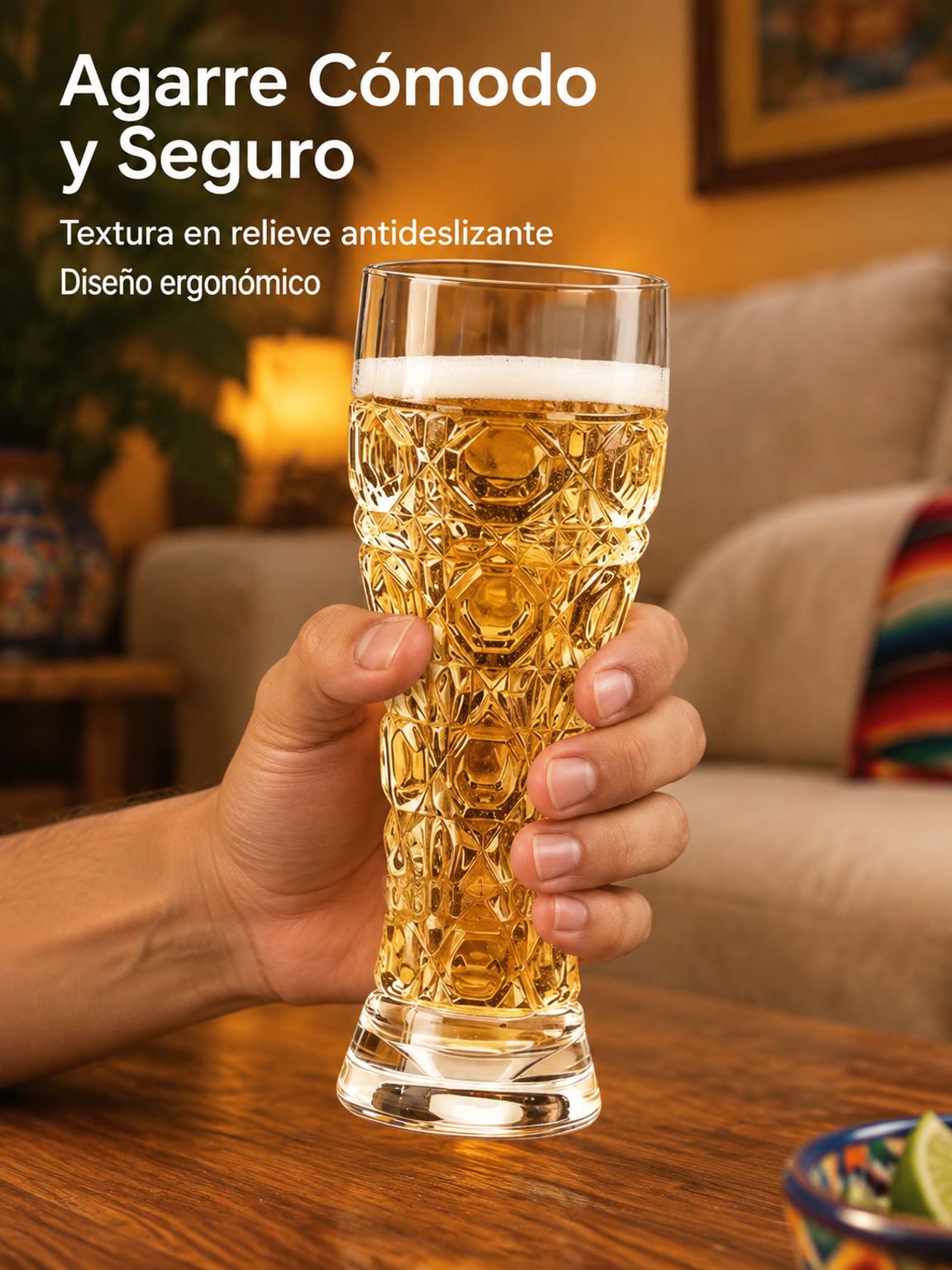 Copa grande de vidrio para servir cerveza artesanal