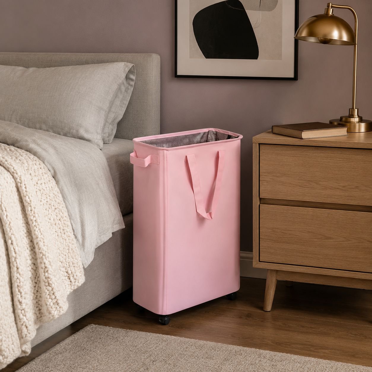 Laundry hamper with sturdy handles and drawstring top