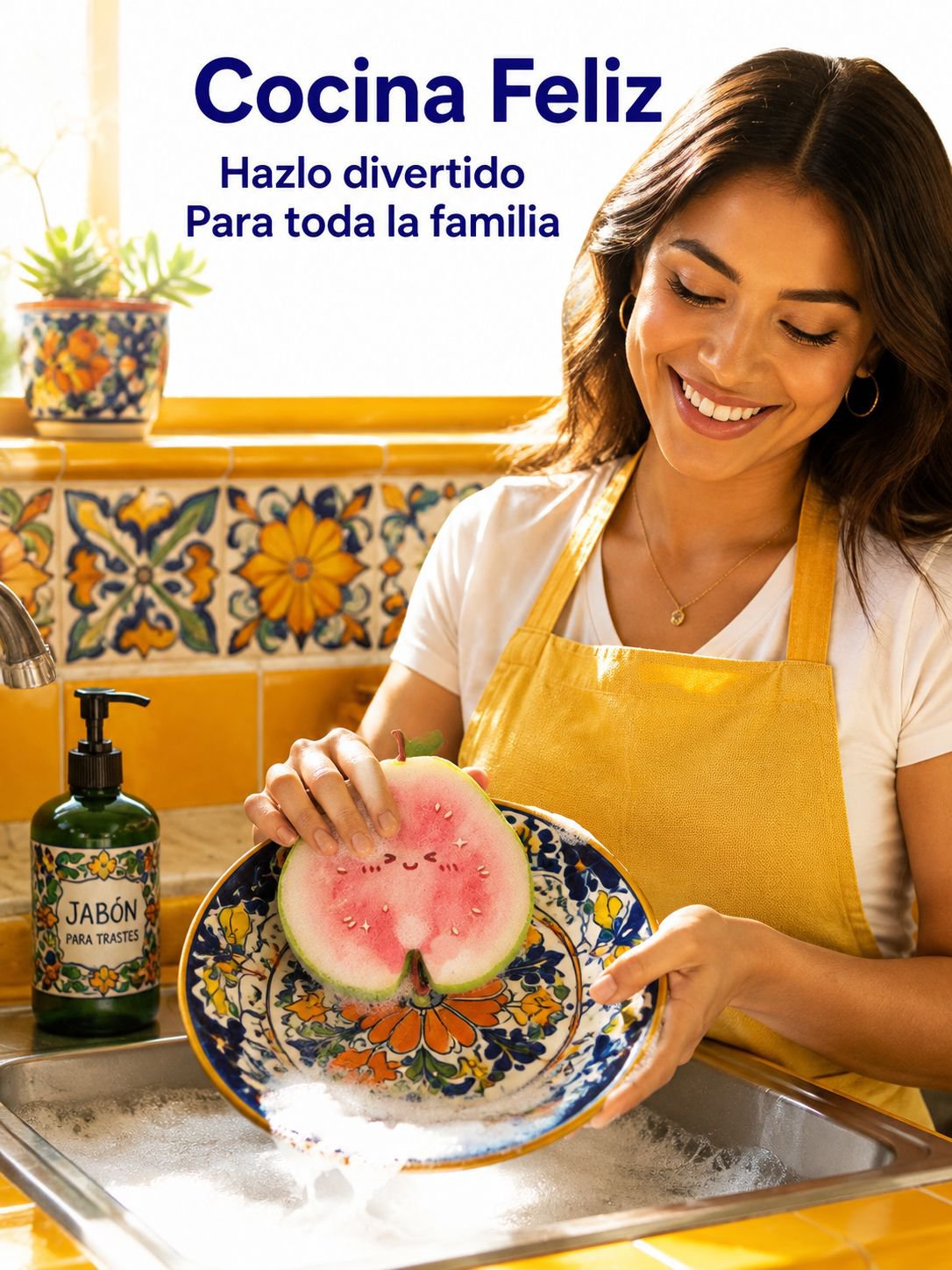 Bayeta de cocina de espuma de madera con diseño de fruta cartoon