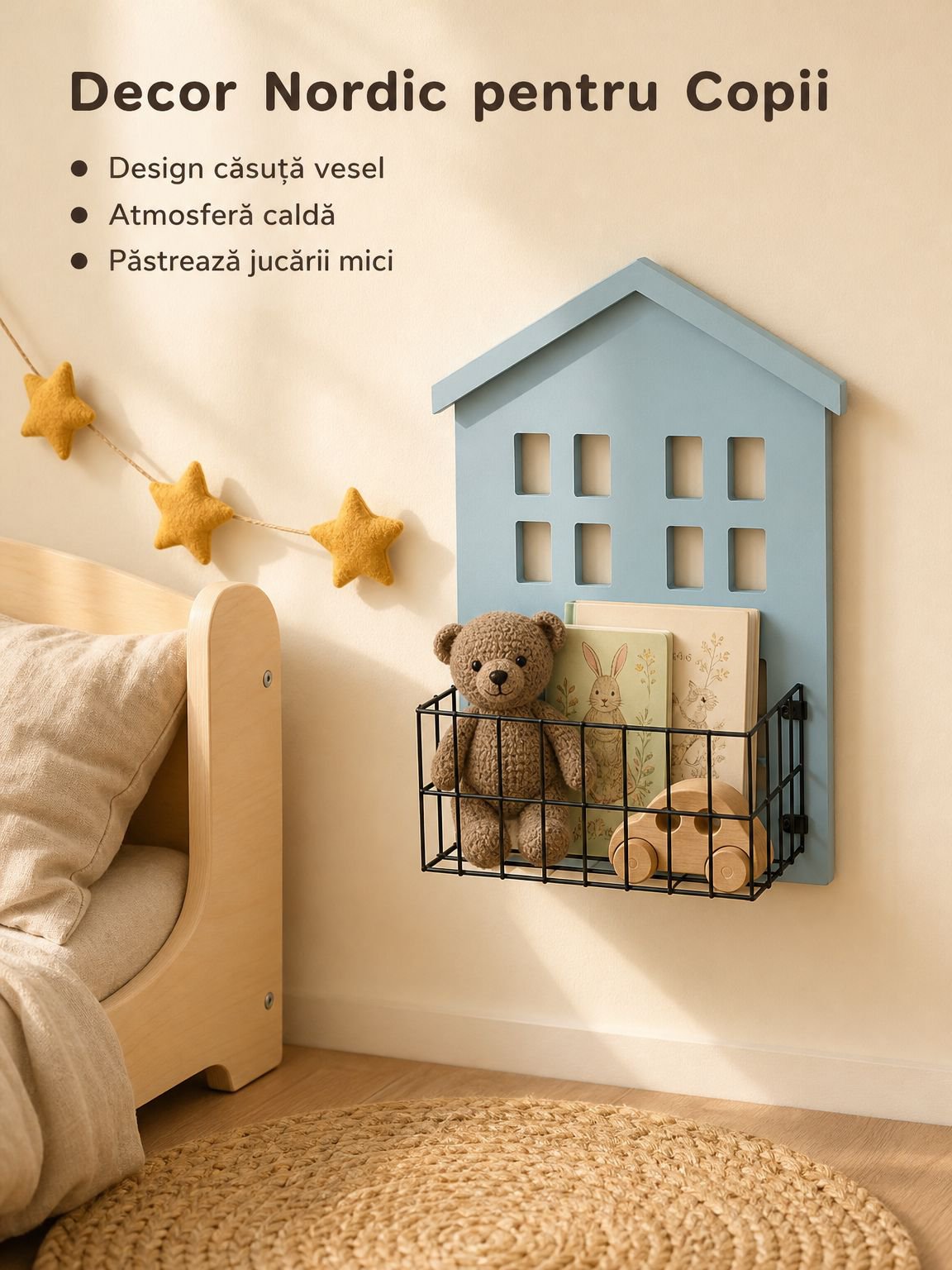 Raft decorativ de depozitare pentru perete