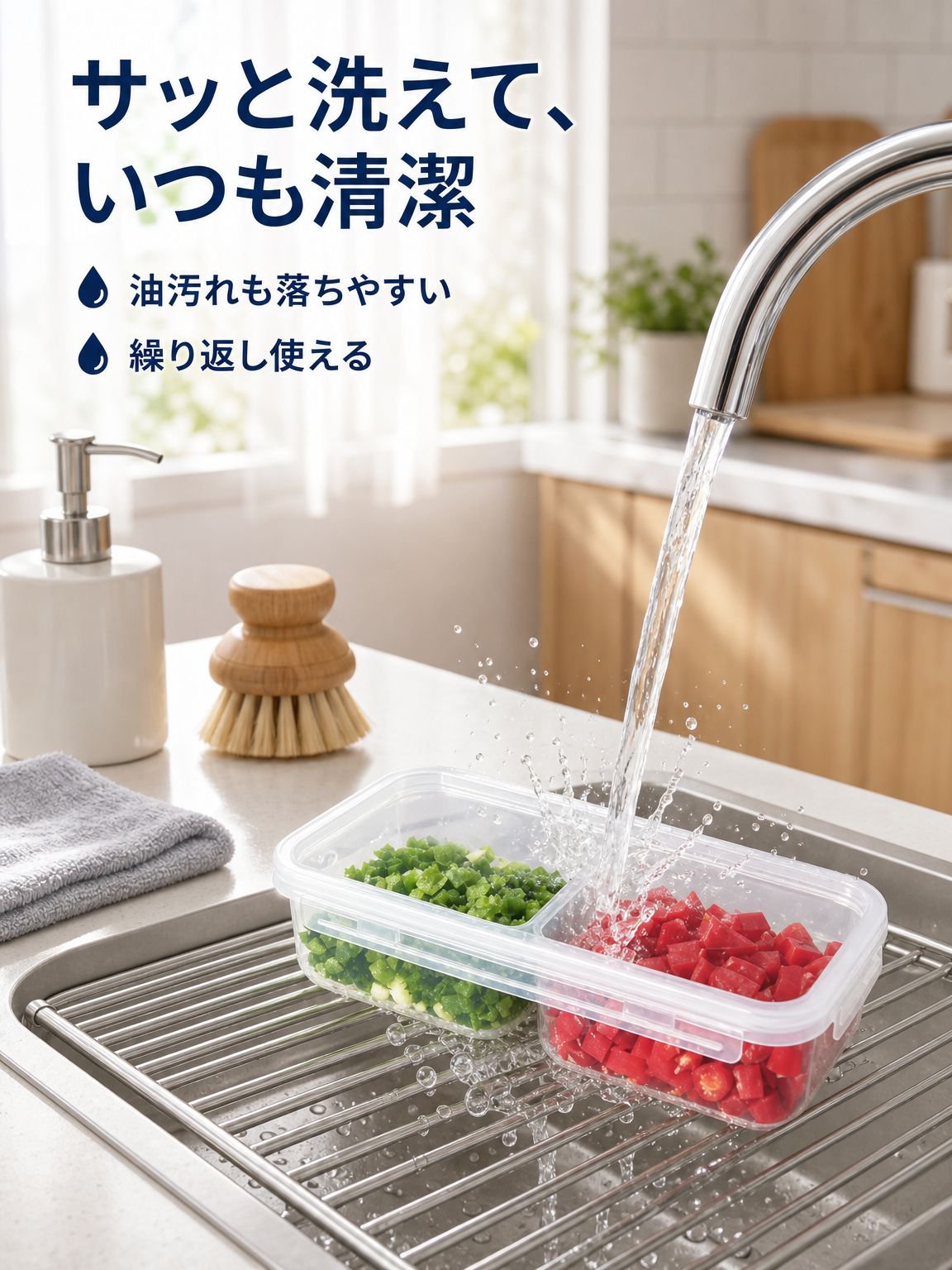 肉専用密閉冷凍容器・電子レンジ対応・分けて保存しやすい