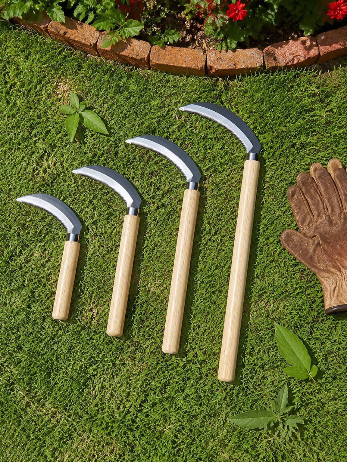 Small sawtooth sickle used for precise grass cutting