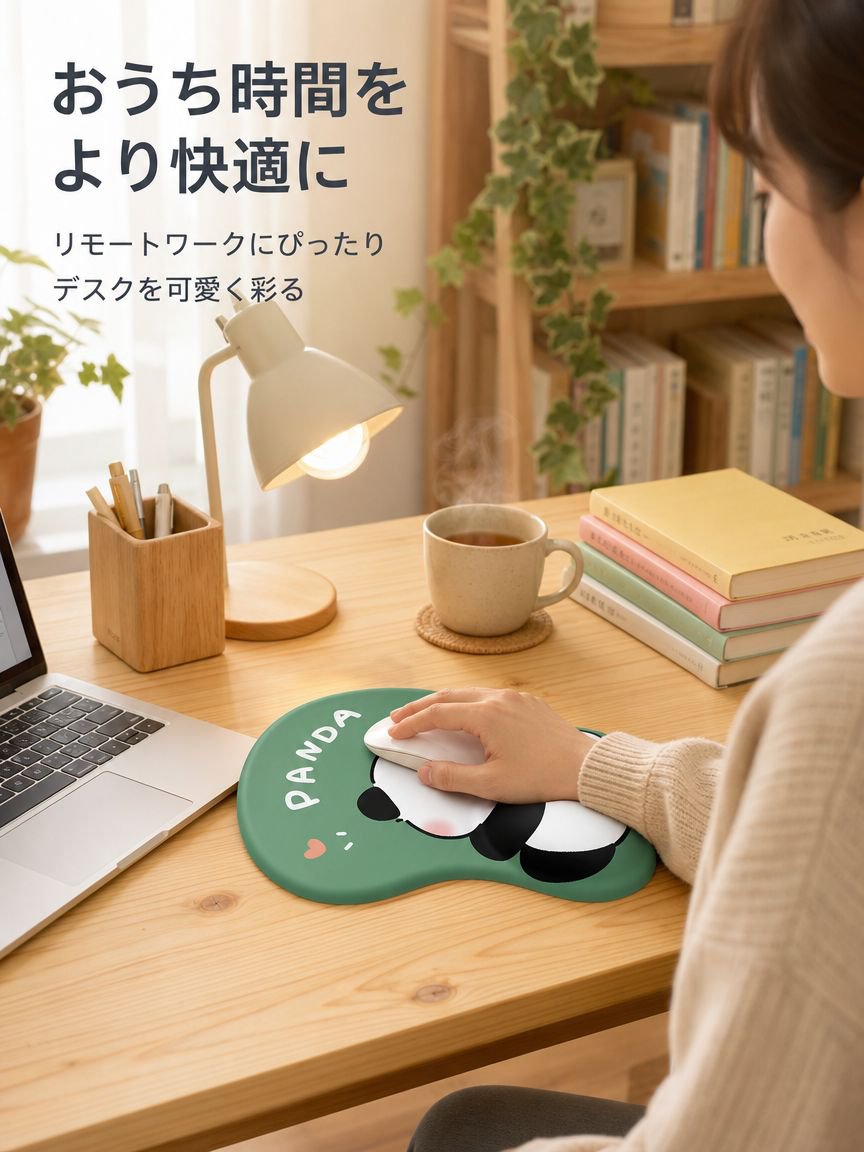 かわいいおしりパンダのリストレスト付きマウスパッド シリコンパッド