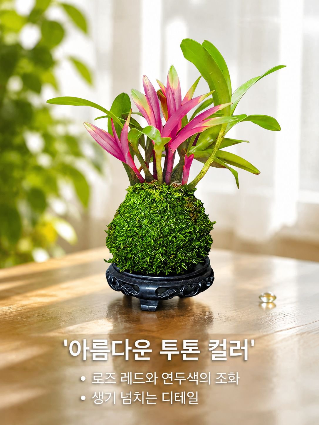 덴드로비움 꽃과 녹색 식물