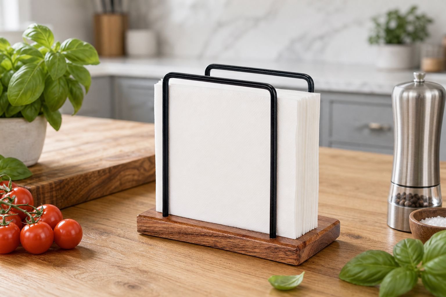 Rangement à serviettes en bois moderne pour tables de restaurant