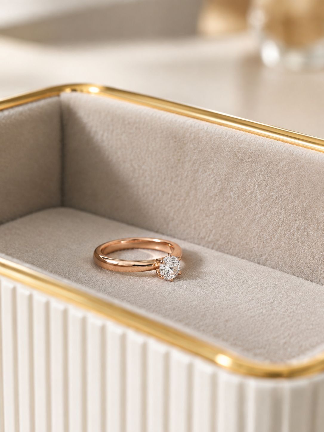 Luxuriöse cremeweiße Aufbewahrungsbox für Schmuck und Kosmetik