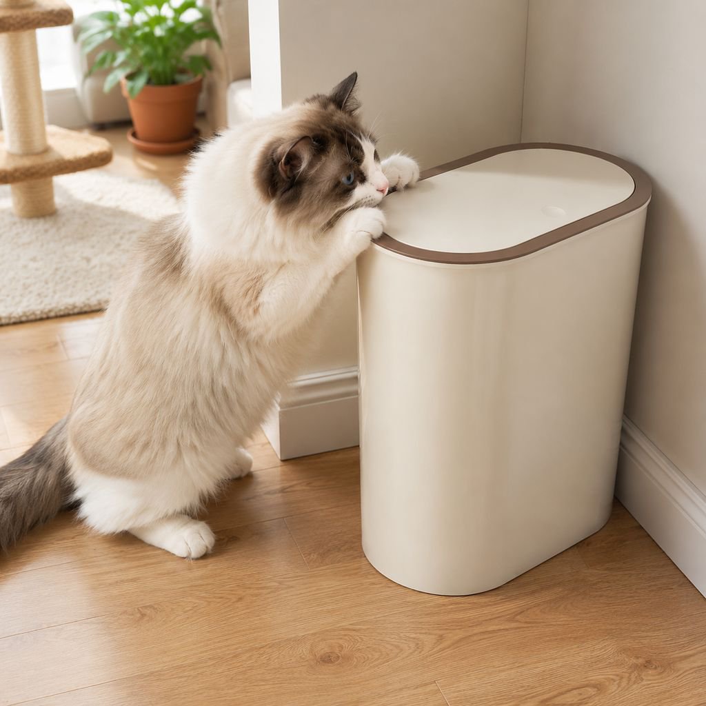 Poubelle de salle de bain avec couvercle, anti-odeur, idéale pour les espaces étroits