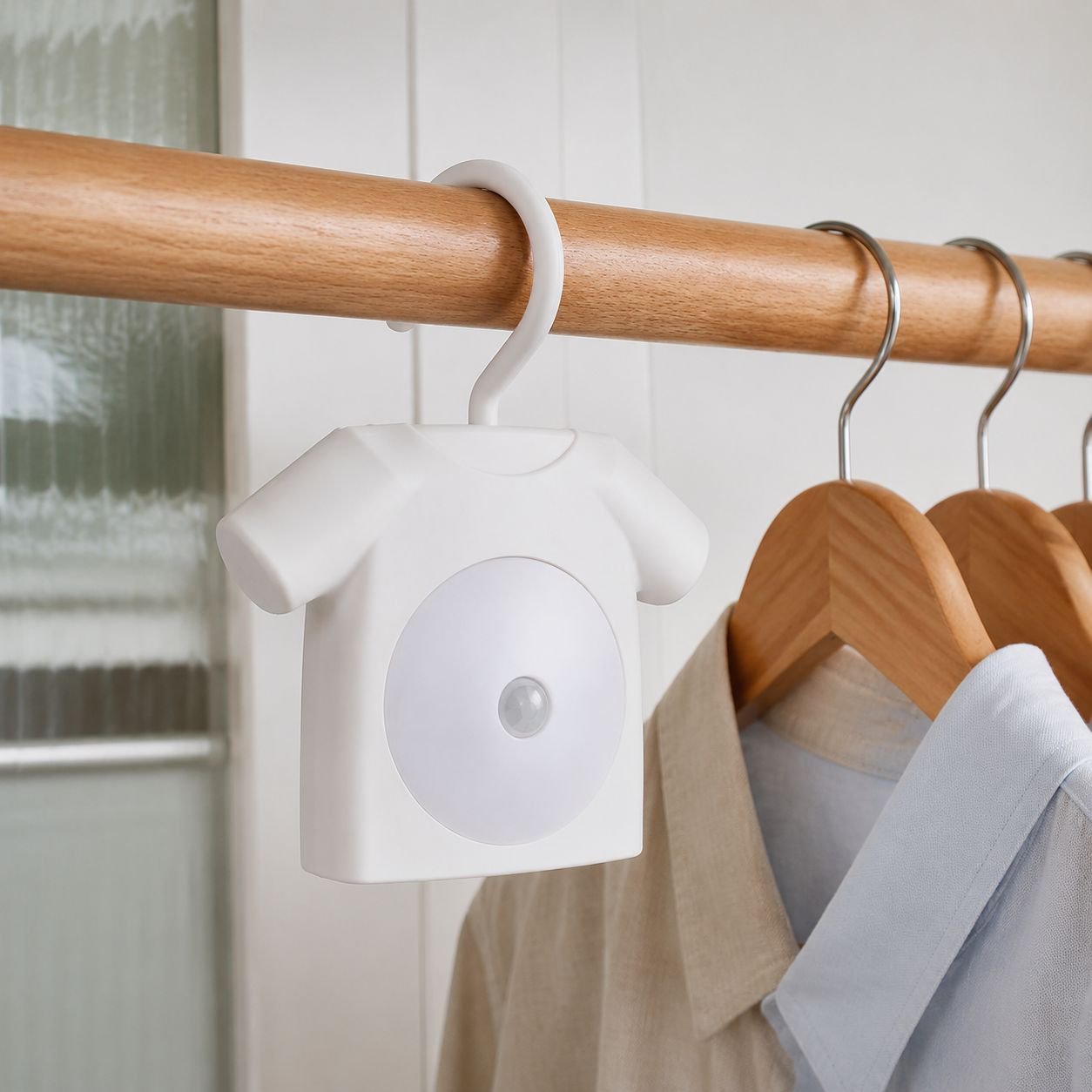 Automatic motion sensing LED night light in hallway