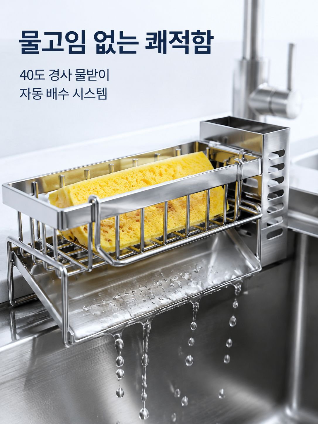 싱크대 청소용 천 스펀지 거치대