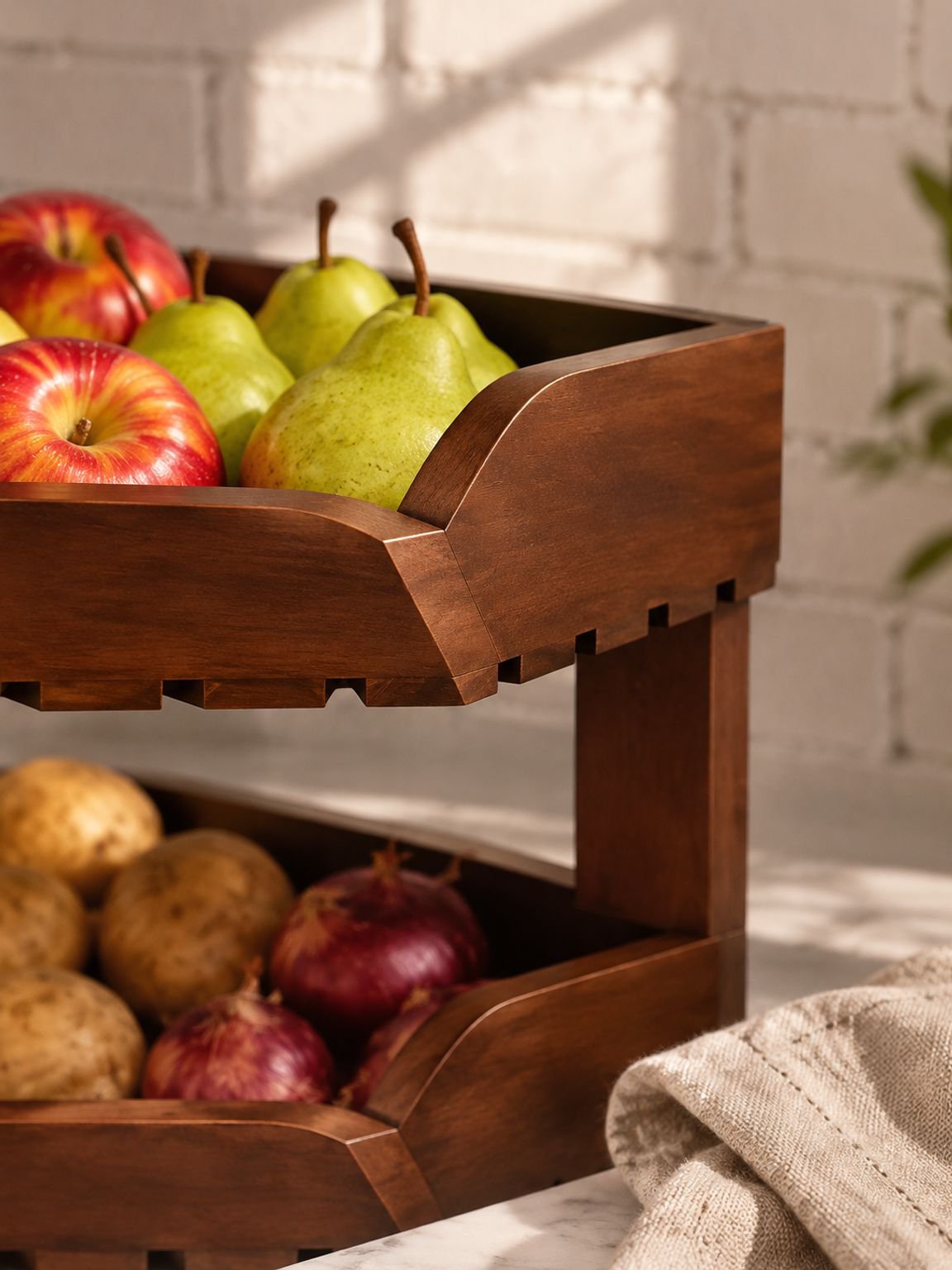 Rangement d'angle pour fruits et légumes - Design élégant et gain de place