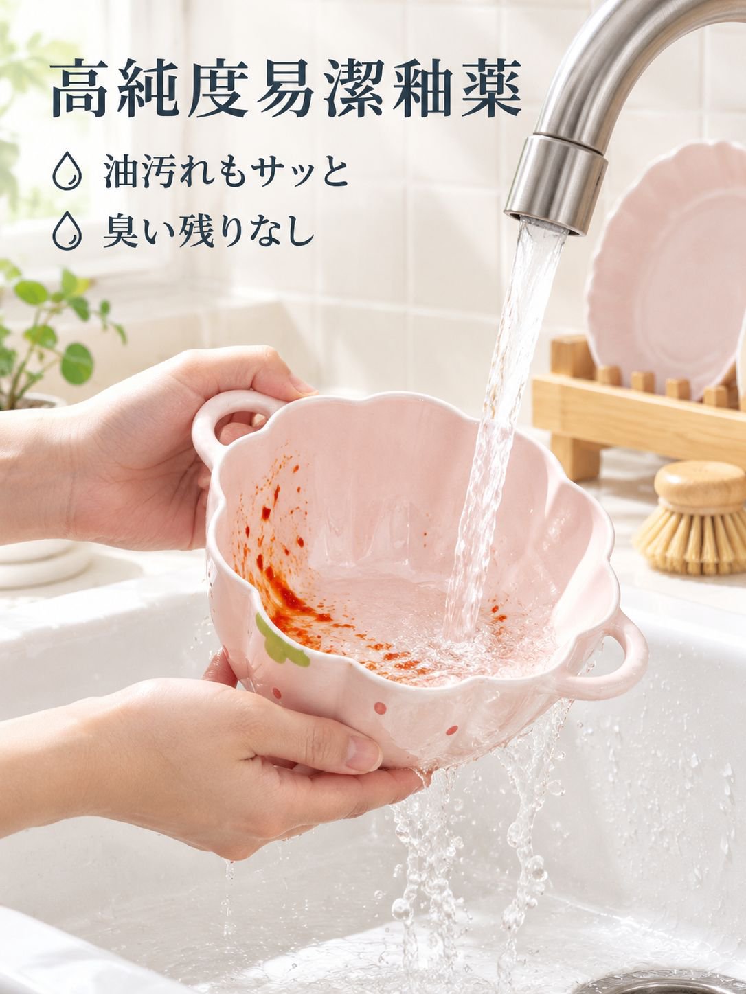 両手付き陶磁器ボウル