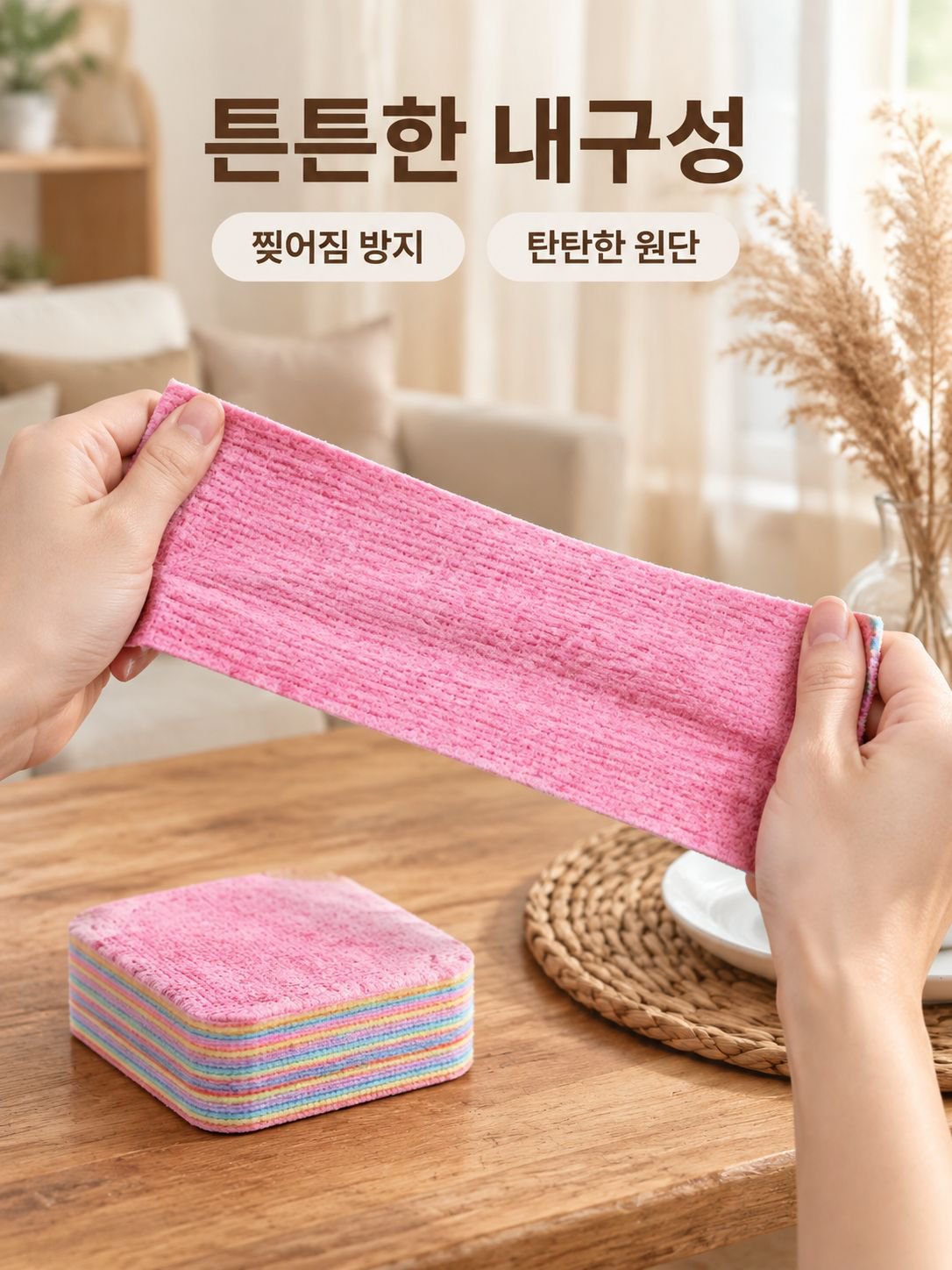 쉽게 찢어지는 여러 겹의 청소용 천