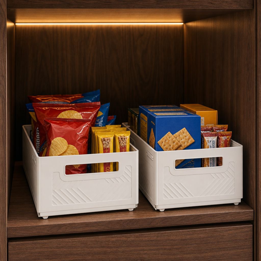 Cabinet storage box, drawer-style extendable desktop snack and sundry kitchen organizer, deep cabine