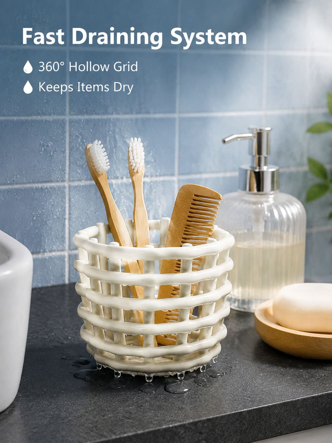 Ceramic Countertop Organizer Basket