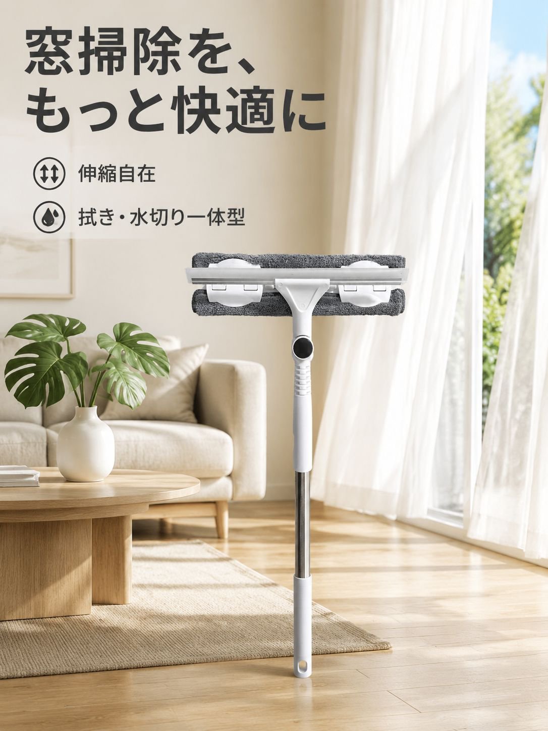 多機能伸縮式窓拭きクリーナー