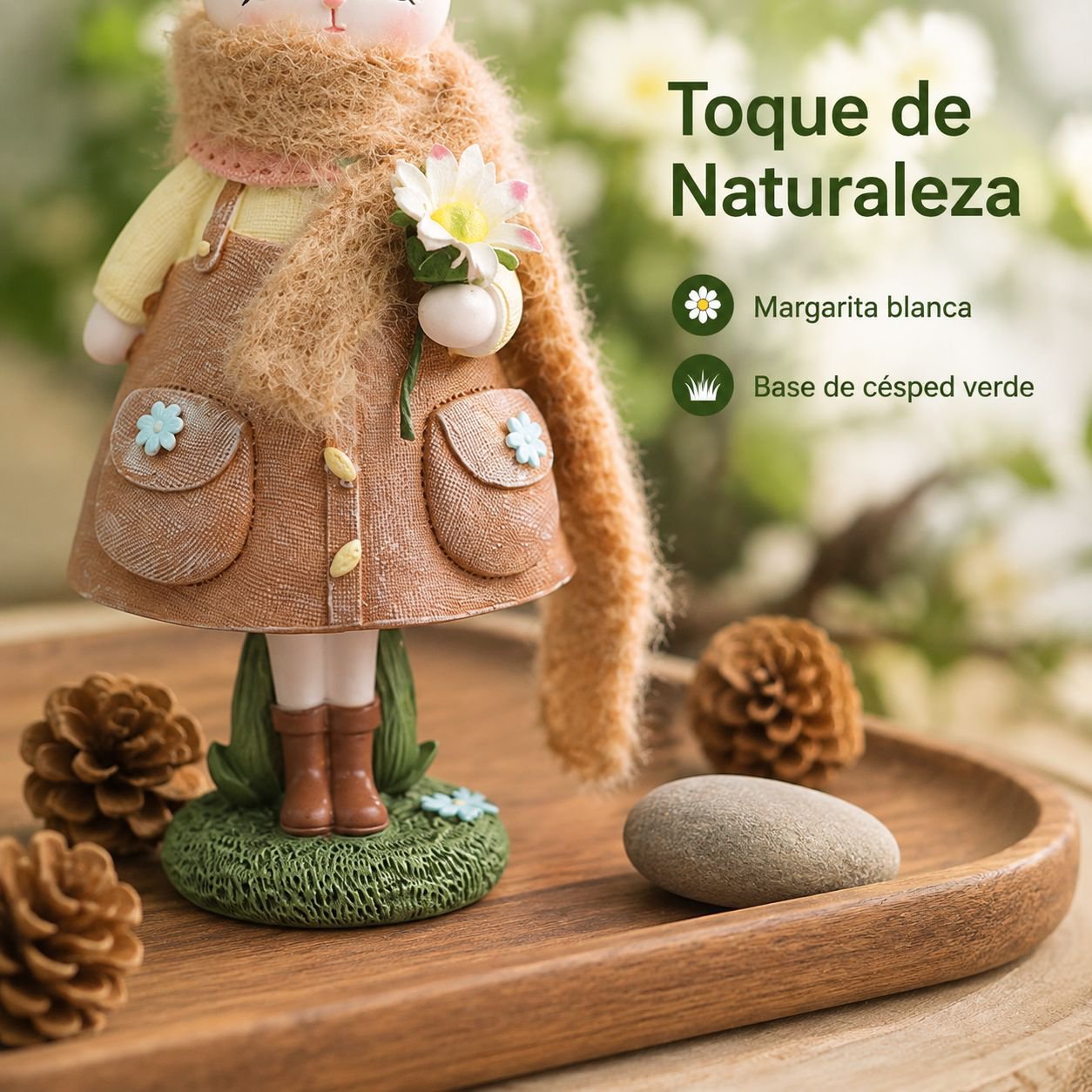 Adorno de resina para mesa de hogar con lindo conejito de dibujos animados