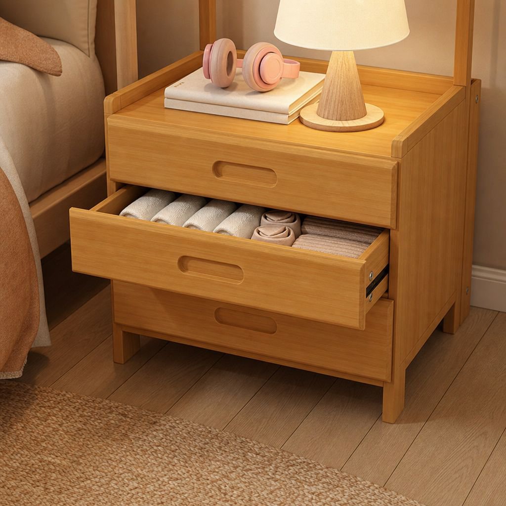 Simple bedside table clothes hanger integrated home bedroom storage rack rental house floor-standing