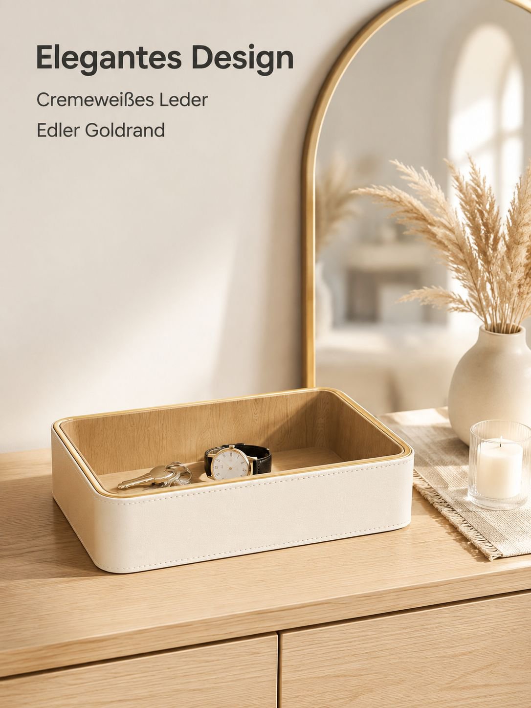 Luxuriöse cremeweiße Aufbewahrungsbox für Schmuck und Kosmetik