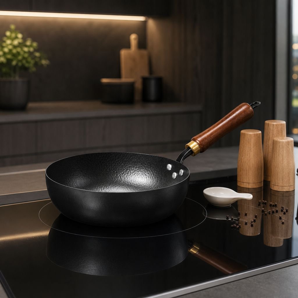 Healthy Uncoated Iron Flat Pan for One Person Household Cooking Small Frying Pan