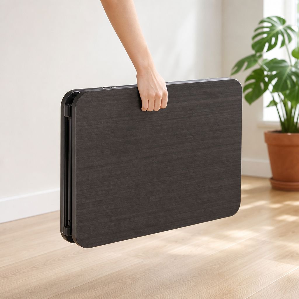 Space-saving collapsible dining table