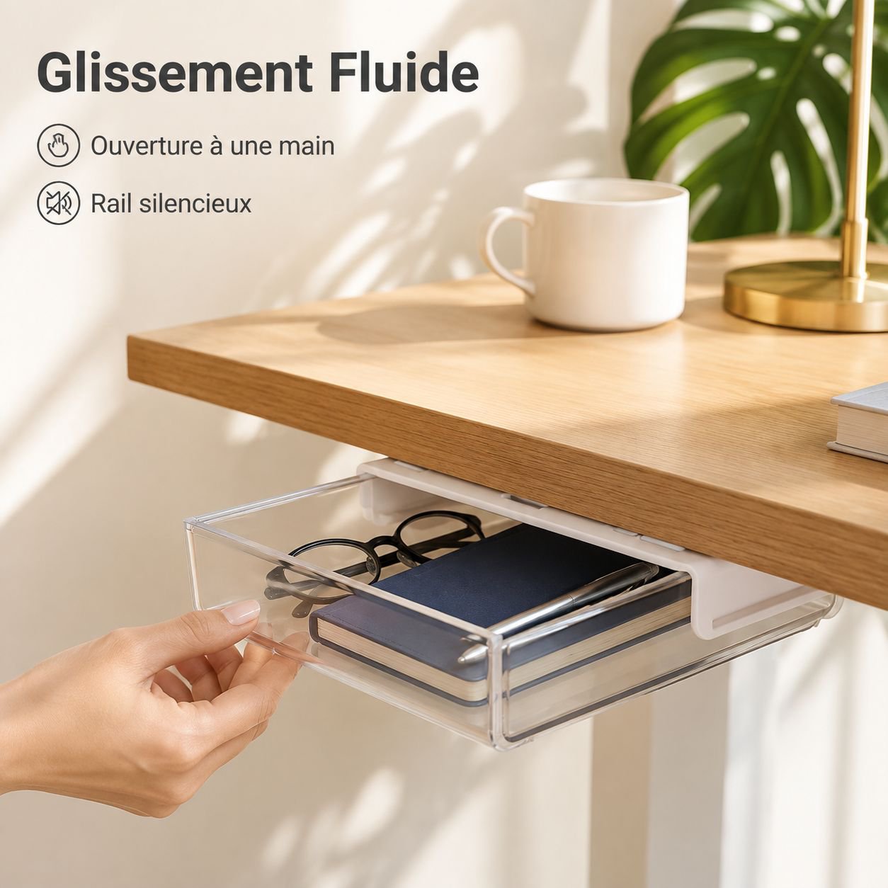 Boîte de rangement à tiroir sous le bureau