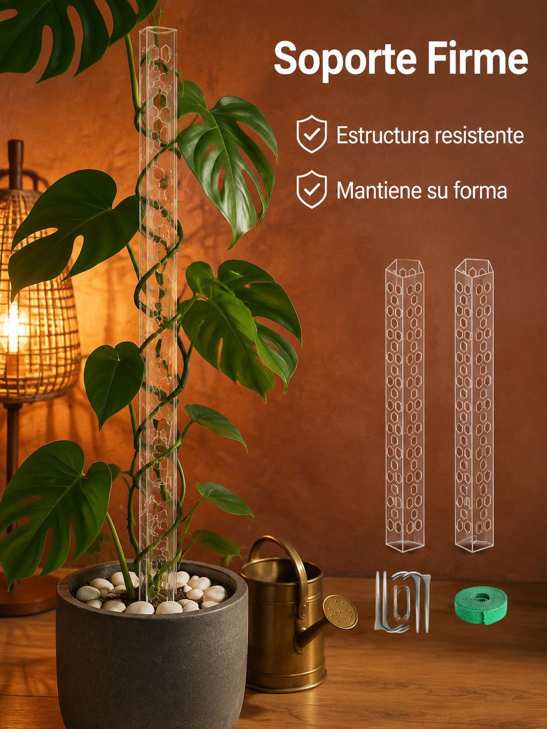 Soporte transparente para plantas trepadoras de interior